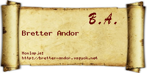 Bretter Andor névjegykártya